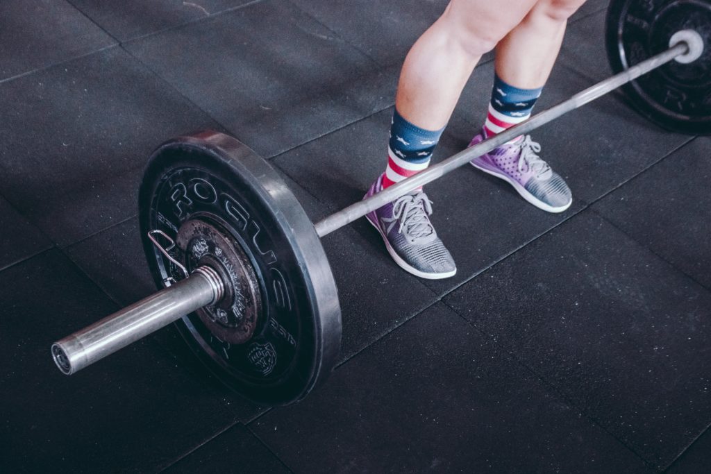 barbell and feet