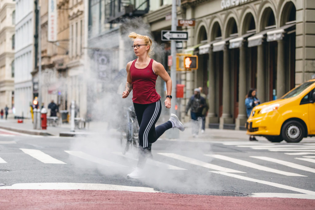 Sabrina Wieser running through NYC