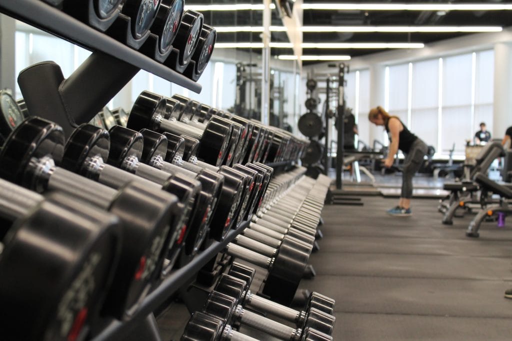 rows of dumbbells