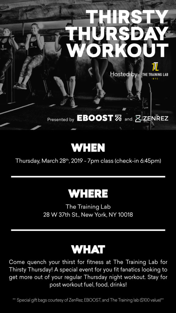 EBOOST x Training Lab NYC Event Graphic