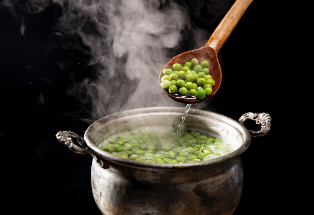peas cooking in a pot