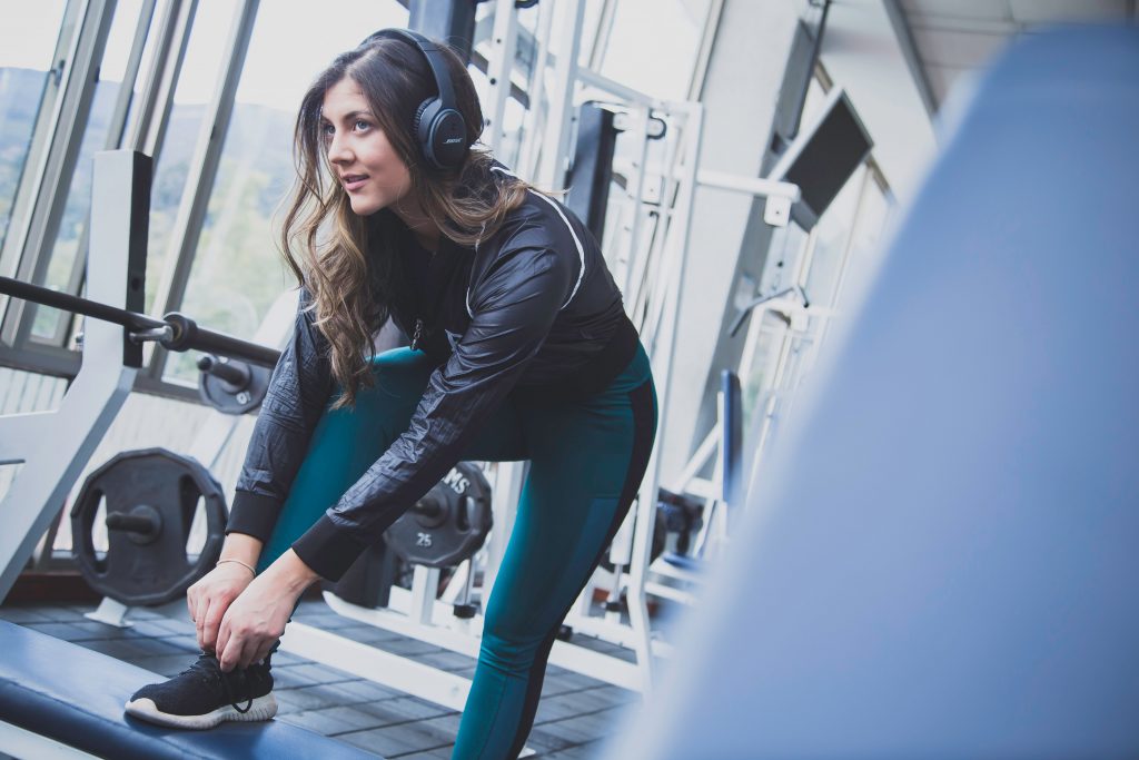 Women ready to workout with headphones